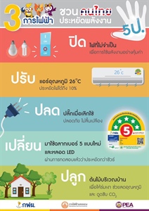 3 การไฟฟ้า ชวนคนไทยประหยัดพลังงาน