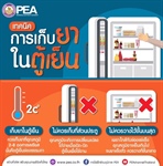 การเก็บยาไว้ในตู้เย็นที่ถูกต้อง  PEA ขอแนะนำวิธีเก็บยาไว้ในตู้เย็นที่ถูกต้อง เนื่องจากยาบางชนิดควรเก็บไว้ในตู้เย็น และต้องเก็บอย่างถูกวิธี จะช่วยให้ยามีประสิทธิภาพและไม่เสื่อมก่อนหมดอายุ หลายคนมักเก็บ