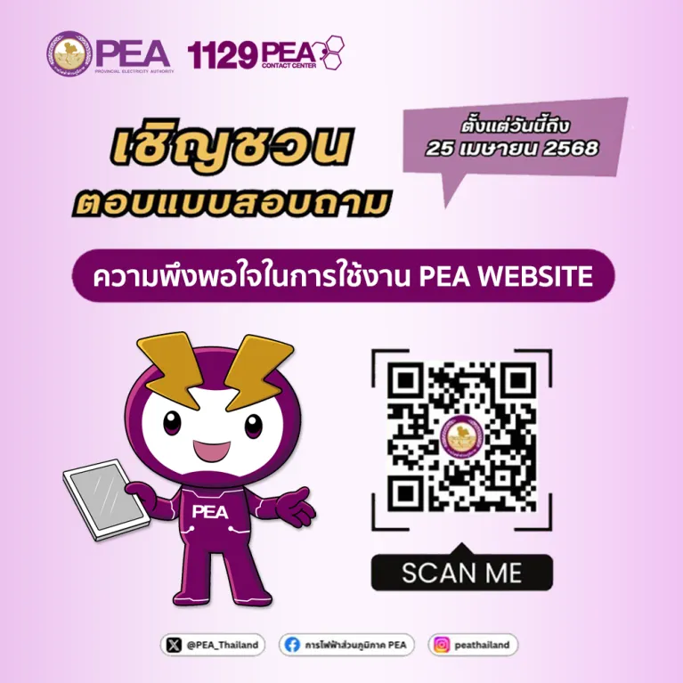 แบบสอบถามสำรวจความพึงพอใจการใช้บริการ PEA Website