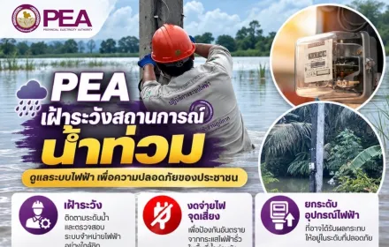 🌧️ PEA เฝ้าระวังสถานการณ์น้ำท่วม ดูแลระบบไฟฟ้าเพื่อความปลอดภัย