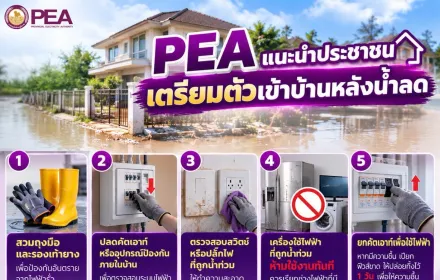 🏠⚡ PEA แนะนำประชาชนเตรียมตัวเข้าบ้านหลังน้ำลด