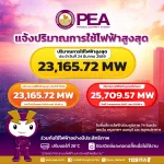 PEA รายงานปริมาณการใช้ไฟฟ้าในพื้นที่ให้บริการ ประจำวันที่ 24 มีนาคม 2569