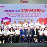 PEA ส่งมอบโลหิตกว่า 27 ล้านซีซี สานต่อโครงการ "PEA ใส่ใจทุกชีวิต บริจาคโลหิต"