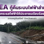 PEA กู้คืนระบบไฟฟ้าจากเหตุดินสไลด์ จังหวัดพะเยา จ่ายไฟประชาชนเรียบร้อยแล้ว