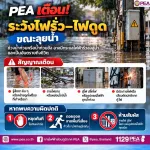 PEA เตือน! ระวังไฟรั่ว–ไฟดูด ขณะลุยน้ำ