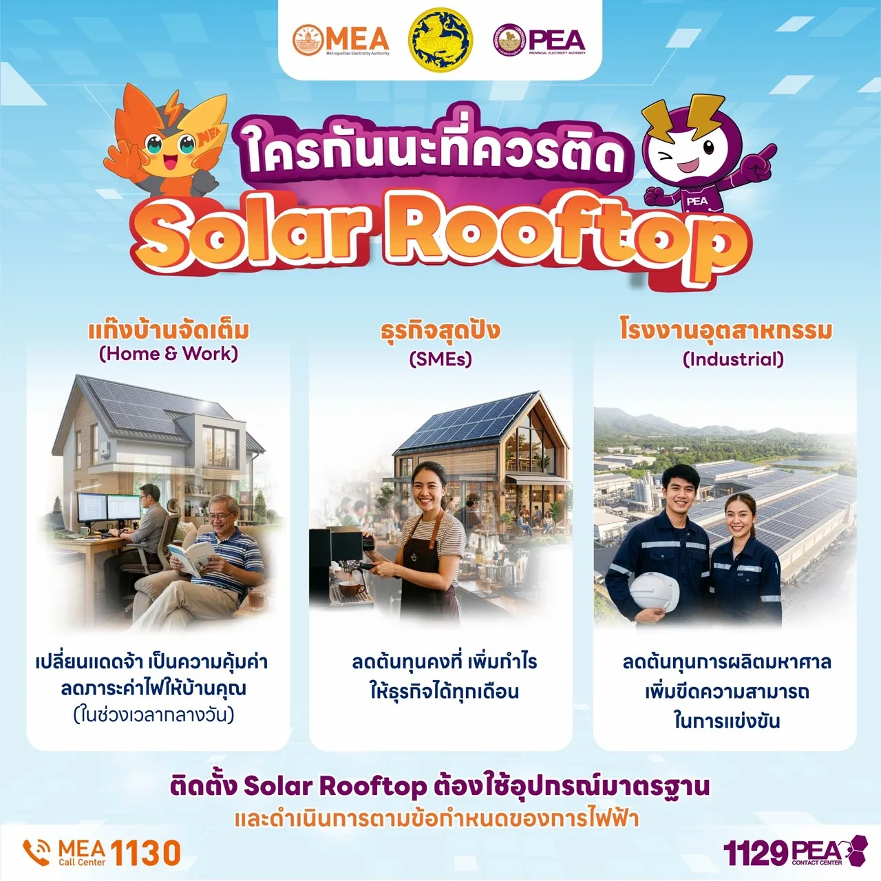ลดค่าไฟอย่างมั่นใจ ได้มาตรฐานจาก PEA MEA